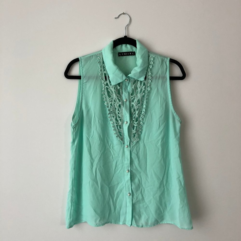Light Teal Sleeveless Blouse